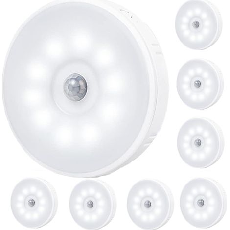 Veilleuse magnétique avec capteur de charge USB, lampe murale à lumière blanche, lumière décorative à LED, lumière intérieure (lot de 8) (1/4)