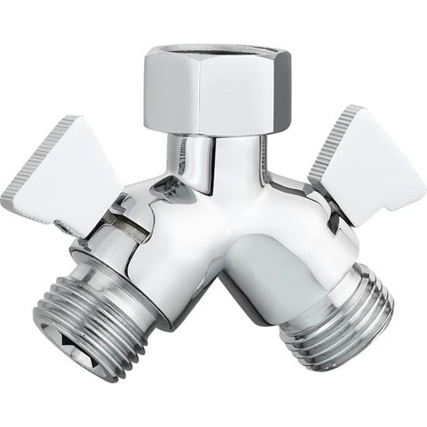 DSF017 Vanne de commutation 2 voies en laiton Y avec robinets d'arrêt pour douche Chromé (1/5)