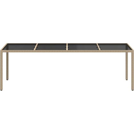 Table de jardin Table d'appoint, Table de Balcon, Beige 250x100x75 cm Verre trempé et poly rotin OIB5467E (1/5)
