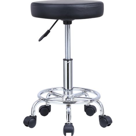 Tabouret de bar réglable en hauteur rotatif – Cuir synthétique étanche – Hauteur d'assise 47,5 à 62 cm – Confort optimal avec repose-pieds – Kktoner (1/5)