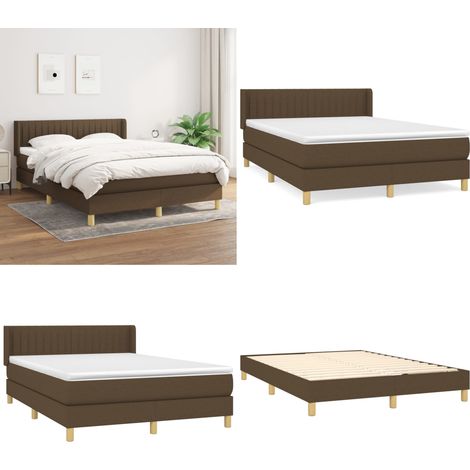 Boxspringbett mit Matratze Dunkelbraun 140x200 cm Stoff - Boxspringbett - Doppelbett - Bettenrahmen - Lattenrost - Matratze - Home & Living (1/5)