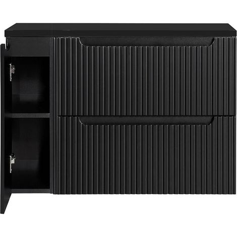 Mobile Sottolavabo da Parete NEWPORT con 2 Cassetti e Armadietto 100 x 60 x 40 cm - Nero [en.casa]