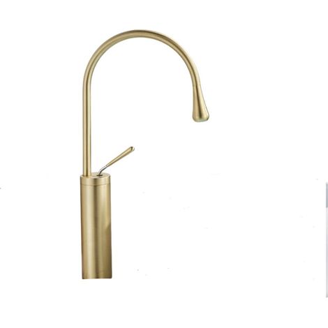 Robinet de salle de bain, robinet de lavabo en or brossé, eau chaude et froide disponible, style haut de gamme