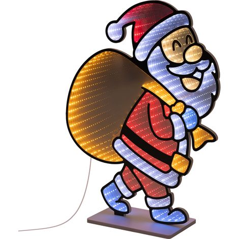 ECD Germany Decoración de Papá Noel LED con Regalos, Efecto Espejo Infinito (1/5)