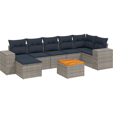 Maison Exclusive - 8-teiliges Gartensofa-Set mit Kissen, grau, Po