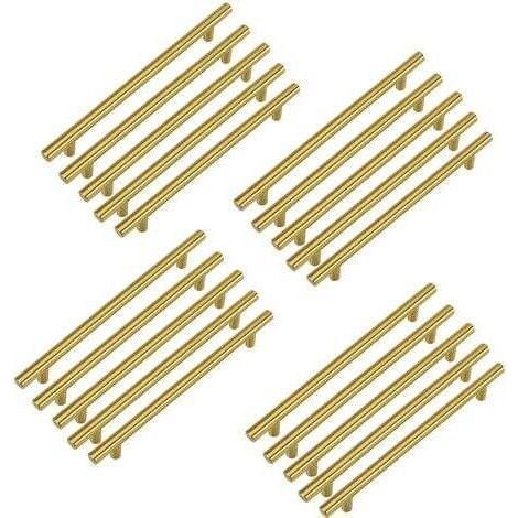 20 poignées dorées pour meubles, poignées de tiroir en laiton de 128 mm pour cuisine, poignées de cuisine en acier inoxydable