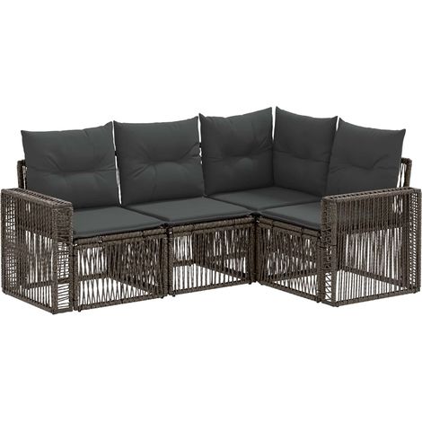 Gartensofa-set 4 pcs Grau und Dunkelgrau Poly-Rattan vidaXL
