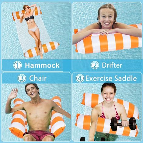 Hamac gonflable 2 pièces, 4-en-1 matelas piscine avec maille, fauteuil adulte pour piscine et plage. (1/4)