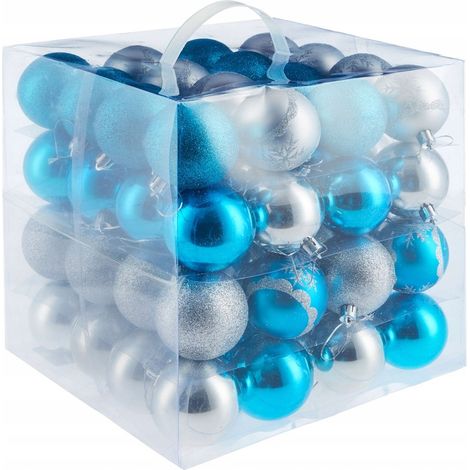 64-teiliges silber/blaues Weihnachtskugel-Set (1/4)