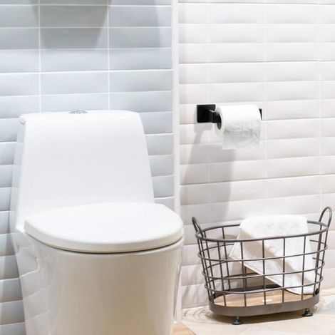 Porte Papier Toilette Noir, Acier INOX Porte Rouleau Support Papier Toilette pour Salle De Bain et Cuisine (Carré) (1/5)