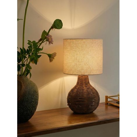 JCPYIUL Vintage-Tischleuchte, Dekorative Tischleuchte im natürlichen Stil, mit E14-Leuchthalter, Deco-Tischleuchte Beige, Retro-Stil für Wohnzimmer, Kinderzimmer und Schlafzimmer(Ohne Glühbirne) (1/5)