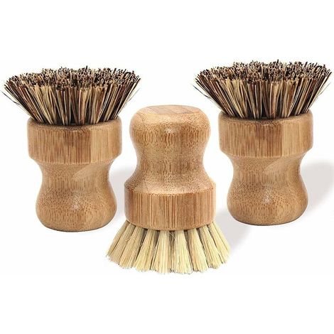 Brosse à vaisselle, brosse à récurer naturelle, brosse de nettoyage 3pièces(Couleur du bois) (1/5)