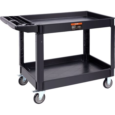 VEVOR Carrello di Servizio 116x65x85cm Carrello a Mano Multiuso 2 Ripiani Capacita Totale 250kg, Carrello a Portata con Ruote Girevoli 360° 2 Ruote con Freni, Carrello Portaoggetti da Garage Giardino (1/5)