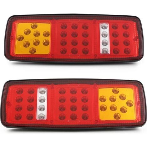 2x Arrière LED 12V Feux 4 Fonctions pour Caravane Camion Remorque Châssis Benne Camping-Car Camper (1/4)