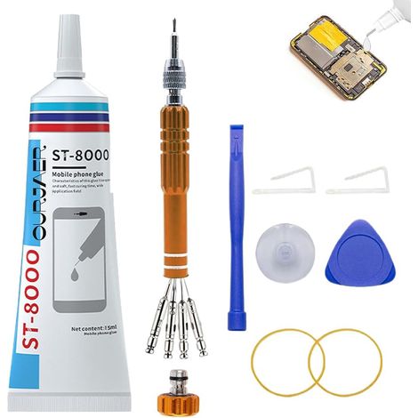 Colle multi-usages pour écran de téléphone portable - Avec outils de réparation - Idéale pour réparer les fissures des écrans de smartphone - Idéale pour les smartphones, tablettes (15 ml) (1/5)