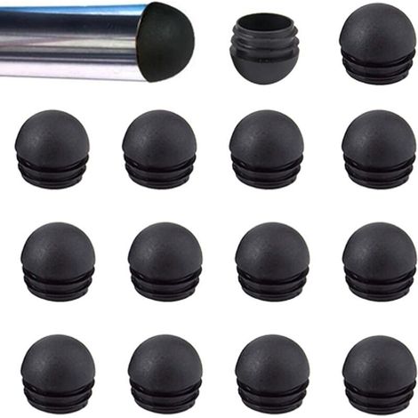 25mm Embout Bouchons pour Tube de Chaise de Rond Noirs Empiècements Embouts Ronds Bombés Nervurés Pour Pieds De Meubles Tables & Chaises 50 Pièces (1/3)