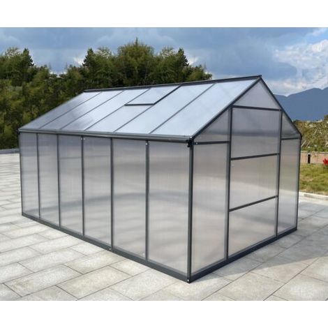 Gegaden Aluminium Gewächshaus für den Garten Mit 8 cm dickeres Fundament 228361210 Vielseitig nutzbar als Treibhaus, Gartenhaus,Aufzucht Tomatenhaus,Frühbeet und Pflanzenhaus, Grau (1/5)