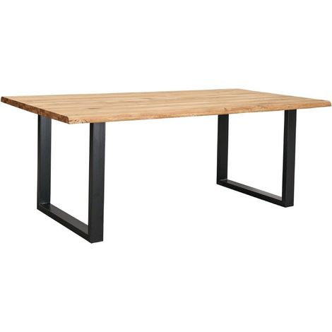 Home Heavenly® - Mesa comedor industrial DERBY con pata metálica 'U', tablero madera en roble Medida: 200x100 cm