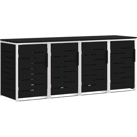 Wheelie Bin Storage Black 276 x 77.5 x 112.5 cm Stainless Steel vidaXL