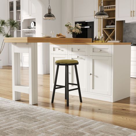 Table de bar extensible avec rangement,tiroir et plateau à snacks,structure économique cuisine petit logement,blanc.