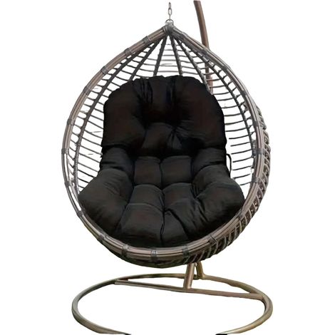 Chaise ronde en forme d'œuf - Grand coussin épais - Pour intérieur et extérieur (coussin uniquement) - Lavable - Avec coussin (1/5)