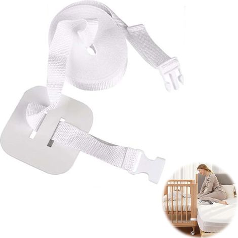 Sangle pour Lit de Bébé, Latéralefixation Lit D'appoint, Sangle pour Lit à Sommier Tapissier, Sangle de Lit Latérale Réglable, Offre Une Protection Plus Forte à Votre Bébé, 8M, Blanc (1/5)