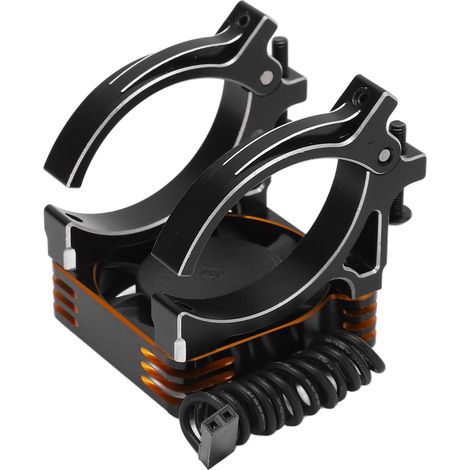 40-mm-Lüfter für ferngesteuerte Automotoren, aus Aluminiumlegierung mit Halterung, orange und schwarz, Durchmesser 40-42 mm. (1/5)