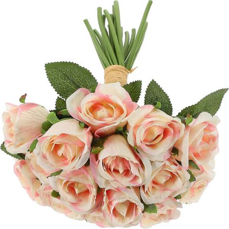 Bouquet de roses roses artificielles, 18 pièces, compatible avec la décoration (1/5)