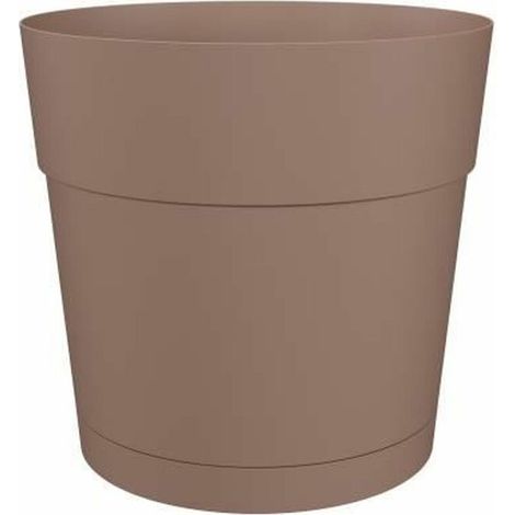 CAPRI GROSSER RUNDER BLUMEN- UND PFLANZENTOPF KUNSTSTOFF WASSERTANK DURCHMESSER 35 CM TAUPE ARTEVASI
