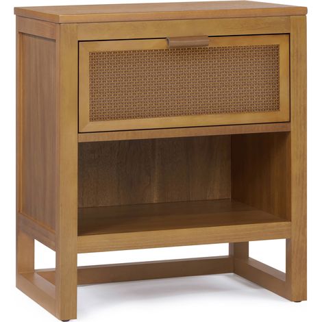 Teamson Home Hatteras Bedside Table with Deep Storage Drawer, Open Shelf and Contemporary Bedroom Design, Natural Finish (1/5)