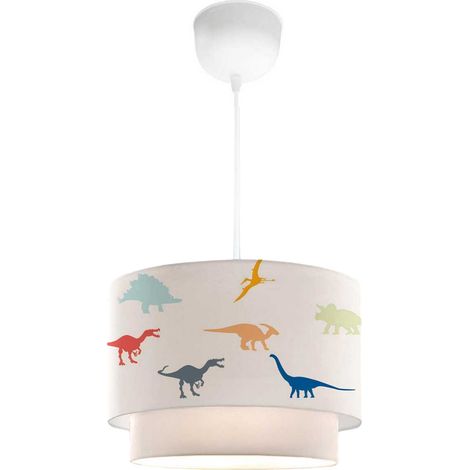 Lámpara de pie colgante infantil con estampado de dinosaurios de colores color blanco 030010745 (1/2)