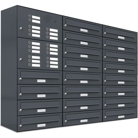 20er Briefkasten Anlage Aufputz - Wandmontage RAL 7016 Anthrazit Klingel (1/5)