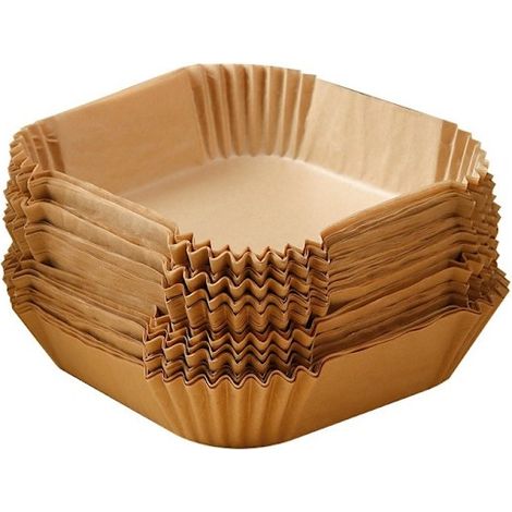 Lot de 100 doublures jetables en papier sulfurisé pour friteuses à air, 16 cm, couleur naturelle.-AquaForge (1/5)