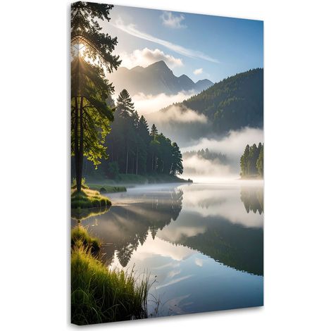 Quadro su tela, Paesaggio lago montagne valli, 70x100 (1/5)