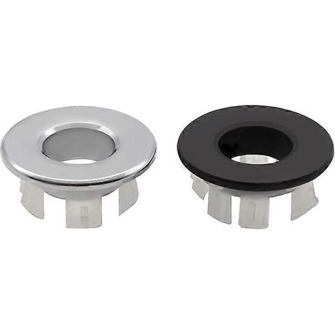Lot de 2 anneaux de trop-plein pour évier, pièces de rechange pour trou de vidange d'évier de cuisine, couvercle rond pour trou de vidange (argent, noir) (1/5)
