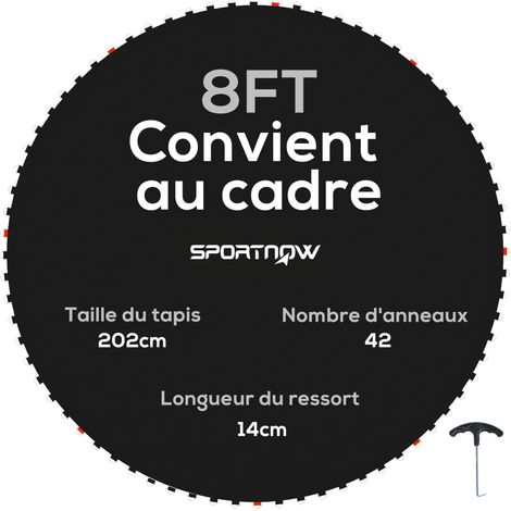 Ersatz-Sprungmatte für Trampoline, kompatibel mit Trampolinen mit Ø 2,4 m und 14 cm Federn