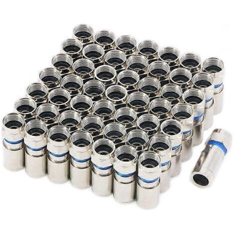 RG6 Kompressionskoaxialadapter mit F-Stecker für Kabelfernsehen (50er-Packung) (1/5)