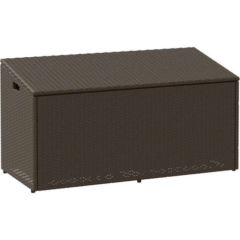 Boîte de rangement de jardin-Coffre de rangement-Stockage Rangement marron 110x50x58 cm résine tressée 413494 (1/5)