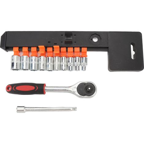 Ortviai Clé à douille avec cliquet 1/4" – 12 pièces (4 à 13 mm), acier CR-V, pour réparation auto et moto (1/5)