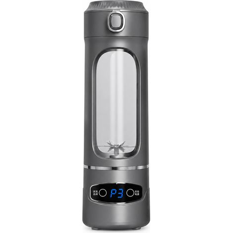 Blender Portable Rechargeable Gris à 12 Lames, Gobelet à Jus et Broyage de Glace (1/5)