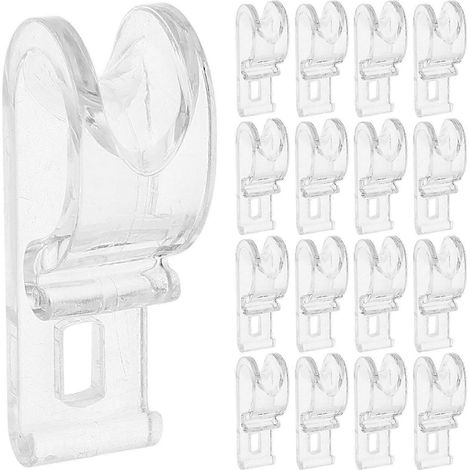 Lot de 20 crochets transparents pour stores enrouleurs, stores verticaux et chaînes romaines. Installation facile à la maison. Empêche le glissement. Clips de rideaux robustes. (1/3)