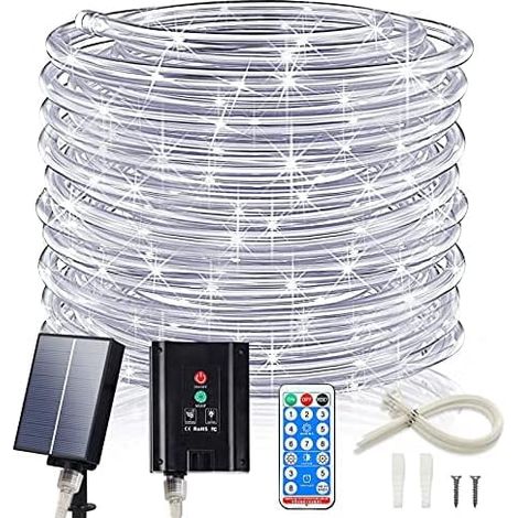 Guirlande Solaire - 200 LED - 20 M - Batterie 1800 mAh - Étanche IP67 - Télécommande - 8 Modes - Minuterie - Pour Jardin Allée Arbre Cour Extérieur (1/5)