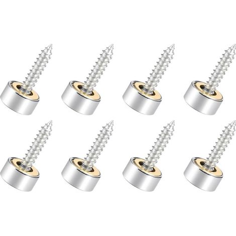 10mm Miroir Vis Cache Vis x 8PCS Brossé Inoxydable Acier Décoratif Capuchons Couverture Attaches pour Décoratif Miroir et Signe Publicité Quincaillerie, [Argent] (1/5)