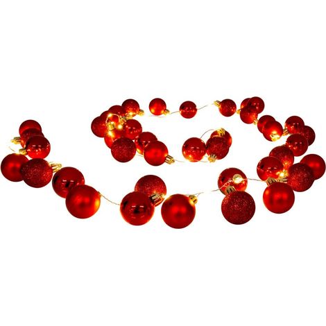 Guirlande Lumineuse LED de Noël Extérieur Intérieur à Boules Rouges 250 cm - PANGIVO (1/3)
