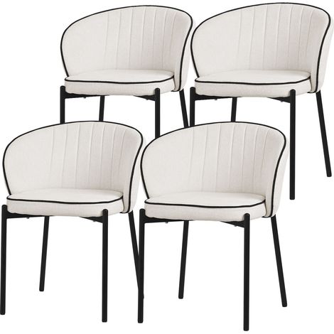 ML-Design Set di 4x Poltrone da Sala Pranzo Beige con Rivestimento in Tessuto, Design Moderno, Mobili con Schienale e Gambe in Metallo, Sedie Ergonomiche da Cucina, Poltroncine Imbottite per Soggiorno