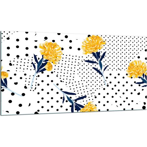 PLAQUE DE PROTECTION EN VERRE POUR CUISINIÈRE 90X52 FLEURS (1/5)