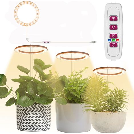 Lampe Led Pour Plantes - Anneau Réglable Avec Minuterie - Hauteur Support 28,5 Cm - 20 Led Par Anneau - 5 V - 5 W (1/5)