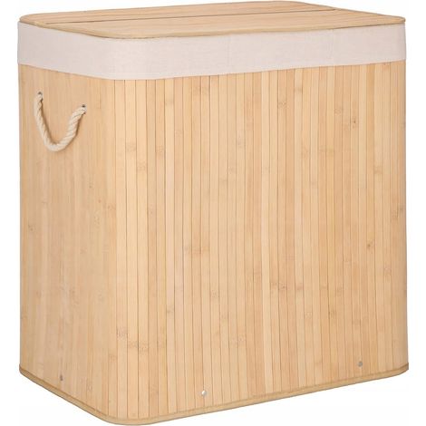 CESTA DE BAMBU PARA ROPA INTERIOR CON TAPA CONTENEDOR GRANDE 150L BAMBU