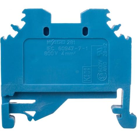 Conector de barra colectora de 2 hilos, 4 mm², azul, 281-104