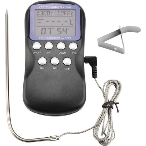 Thermomètre alimentaire numérique filaire, thermomètre électronique pour barbecue et four à viande avec grand écran LCD, outil de cuisine pour grillades (1/5)